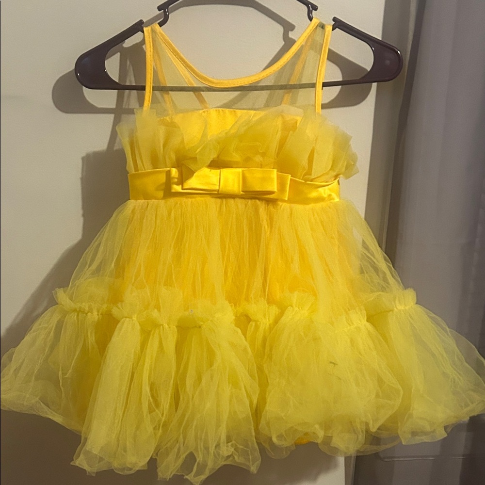 Yellow Tulle Dress with Bow